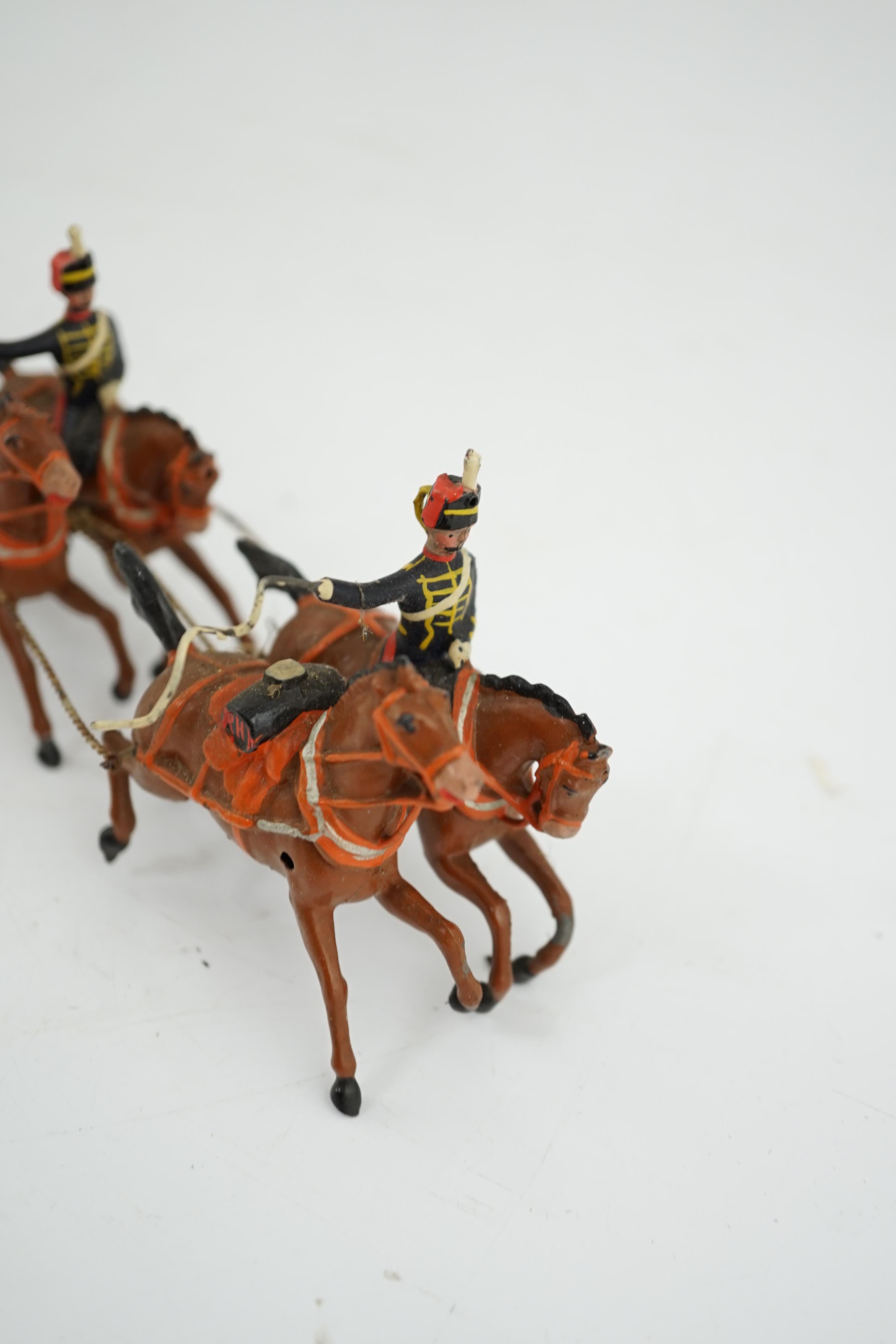 A 1920s Britains Royal Horse Artillery gun team (from set 39)